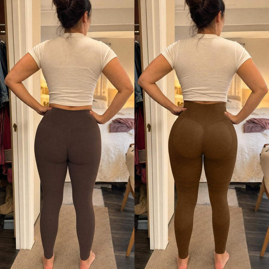 Customer styling KIRAWear leggings for a Pilates-inspired look